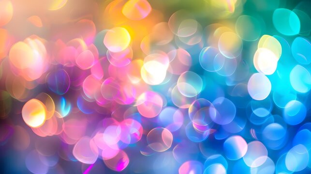 Abstract colorful background with bokeh lights and rainbow color lens flare