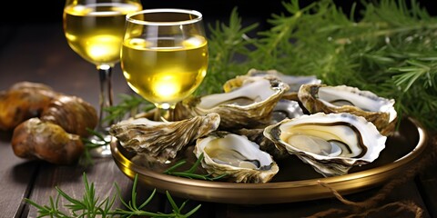 The Perfect Pairing Oysters, Zesty Lemon Ice, and Crisp White Wine. Concept Oyster Pairings, Lemon Ice Treats, White Wine Suggestions