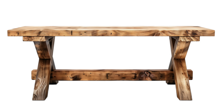 Pine wood table with clear wood grain