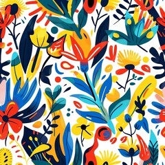 Fototapeta premium Vibrant Floral Seamless Pattern for Fashion and Design Generative AI