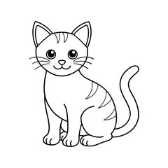 vector cat line art and silhouette design
