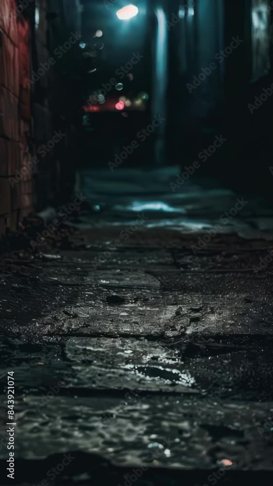 Canvas Prints dark alleyway with wet, slippery surface