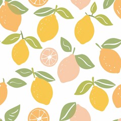 Obraz premium Vibrant Lemons Pattern for Spring Decor Generative AI