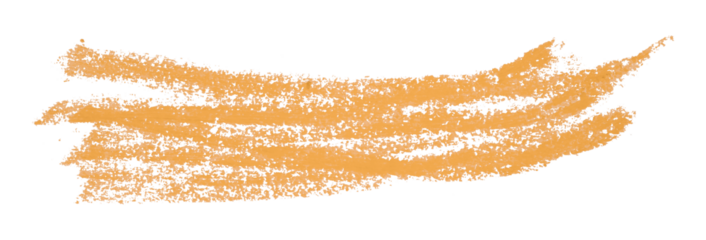 Orange pencil strokes isolated on transparent background