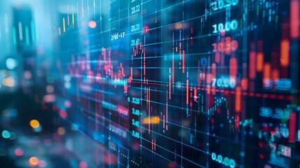 Obraz premium Stock Market Graph Blue Cyberspace Technology Background