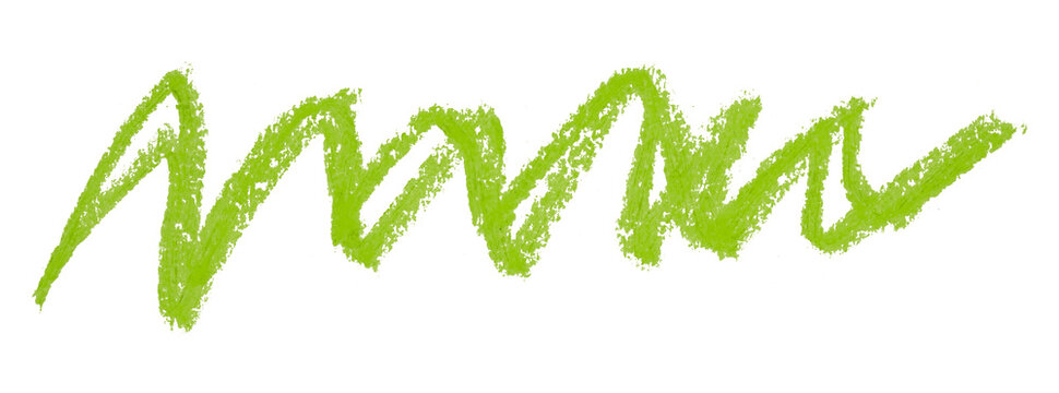 green pencil strokes isolated on transparent background