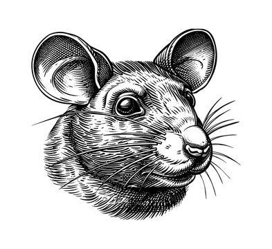 recommend clip art: mouse portrait engraving black and white outline