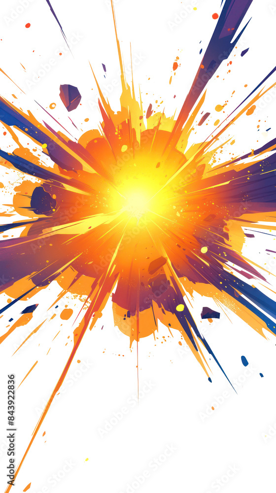 Poster vibrant explosion of colorful paint splatter on a light background, creating an energetic and dynami