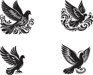 Pigeon Silhouettes Vector Design