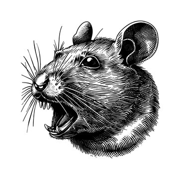 recommend clip art: mouse portrait engraving black and white outline