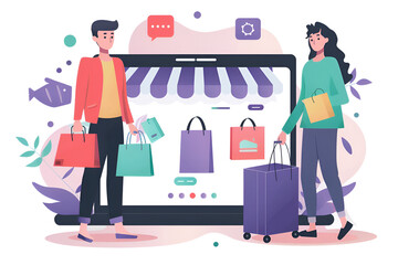 Amidst the bustling mall, streams of shoppers weave through vibrant displays, their arms laden with bags filled with newfound treasures. 