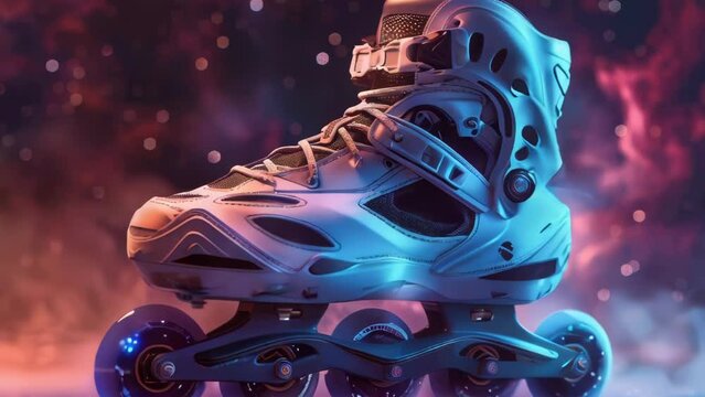 Pair of skates with blue and purple background