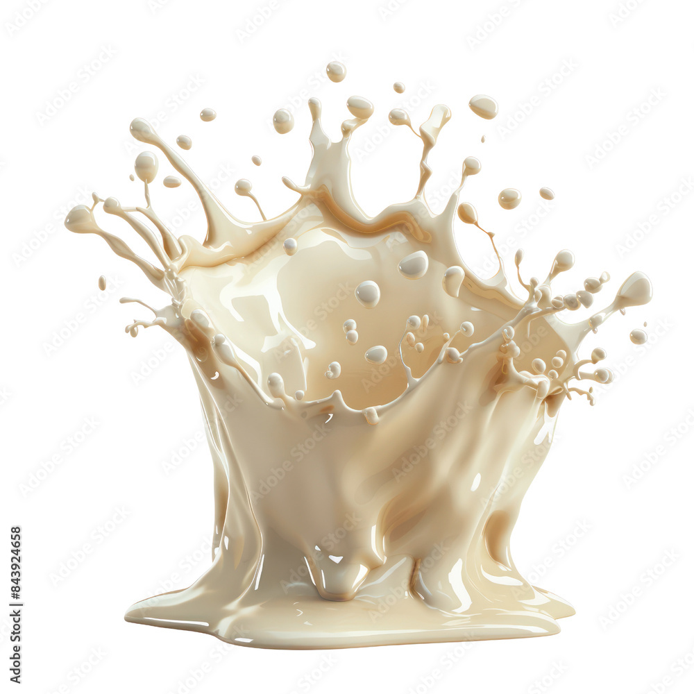 Poster high-speed capture of a creamy liquid splash, showcasing the dynamic motion and fluid texture of a s