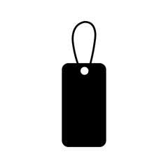 Fototapeta premium Blank black paper price tag. label icon with cord color editable
