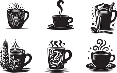 Coffee mug silhouettes Vector Design
