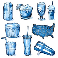 set of hand drawn illustrations of cups