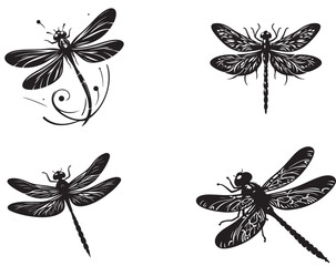 Fototapeta premium Dragoon fly silhouettes Vector Design