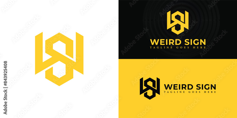 Aufkleber abstract initial hexagon letters ws or sw logo in yellow color isolated on multiple background color