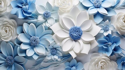 Beautiful 3d background desktop wallpaper picture blue and white with flower patern
