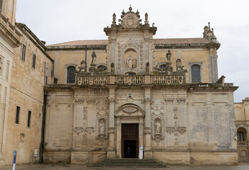 Facade of the Metropolitan Cathedral of Santa Maria Assunta in Lecce, Puglia, Italy.