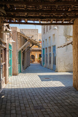traditional Arabic architecture in the old town of Dubai, Al Fahidi Historical district in Dubai Creek