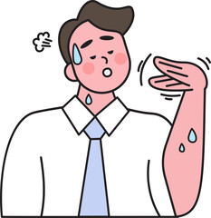 Man dealing with heat wave