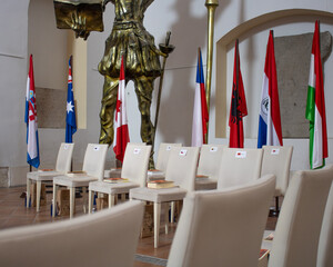 reading meeting with different flags
