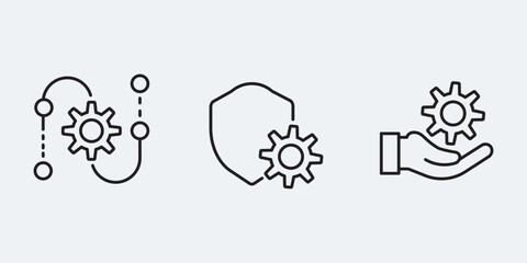set setting processing workflow process icon, data update line icon