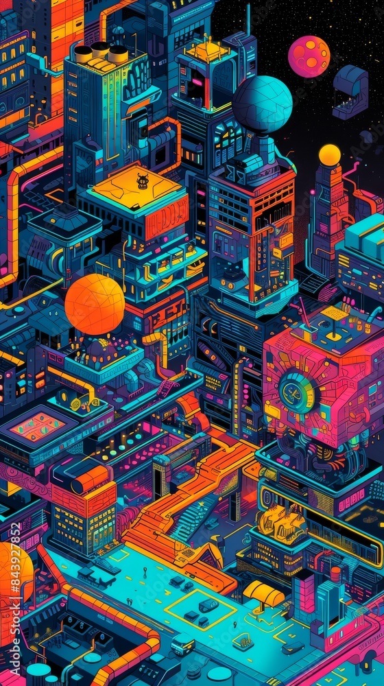 Poster a virtual reality illustration where players are immersed in a board game virtual world controlled b