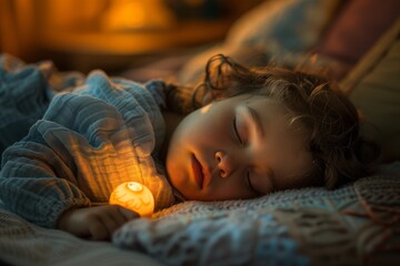 Child Sleeping Peacefully With Nightlight