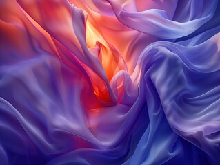 Obraz premium Ethereal Flowing Fabric in Sunset Colors of Orange, Pink, and Purple 