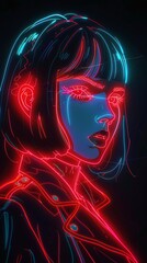 neon outlined woman 