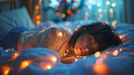 young girl sleeping in bed