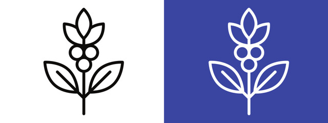 Coffee Plant Icon for Agricultural Illustrations, Coffee Farming, and Botanical Graphics