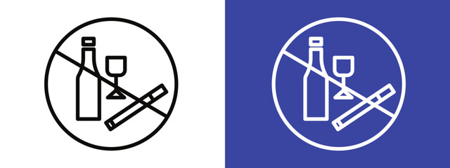 No Drugs or Alcohol Sign for Substance Abuse Prevention, Health Warnings, and Public Safety Illustrations