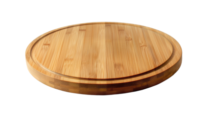 Swirled Olive Wood Cheese Board, A round olive wood cheese board displaying distinctive swirled grain patterns, perfect for elegant food presentation, isolated on white.