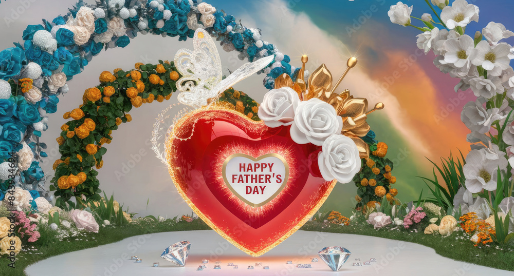 Fototapete 3d render of an ethereal and enchanting garden scene filled with vibrant colors and magical elements