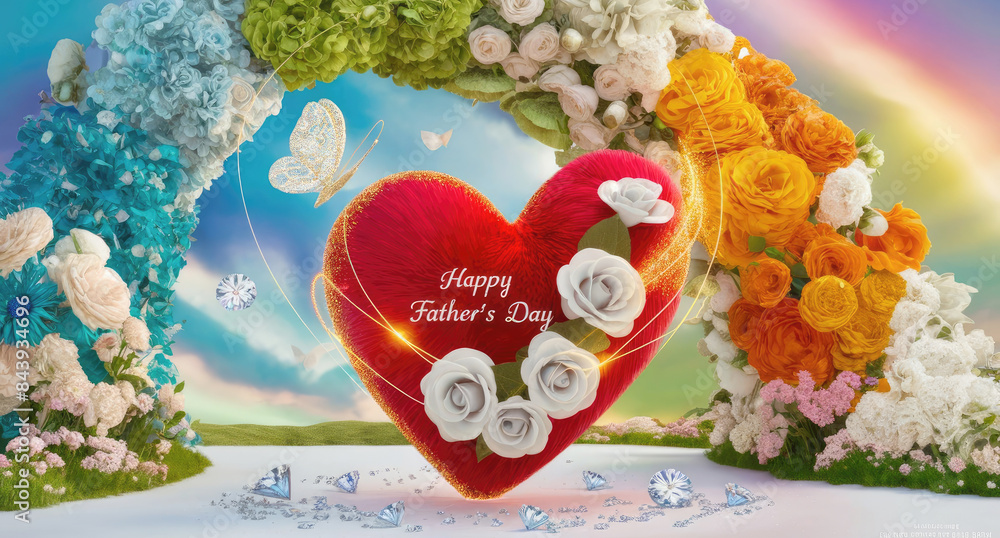 Fototapete 3d render of an ethereal and enchanting garden scene filled with vibrant colors and magical elements