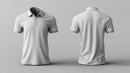 White Polo Shirt Front and Back View, Generative AI