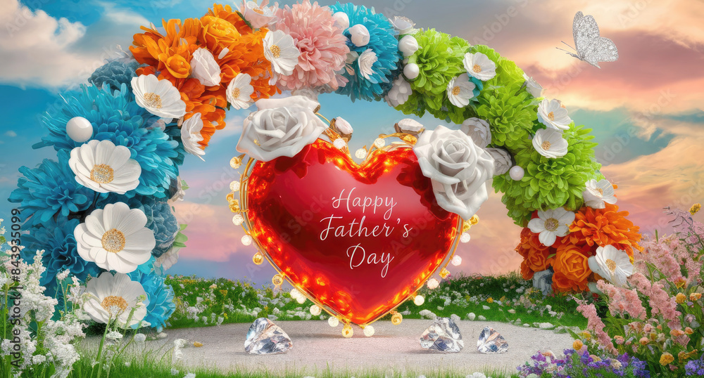 Fototapete 3d render of an ethereal and enchanting garden scene filled with vibrant colors and magical elements