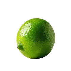 Vibrant Green Lime on white, vibrant green lime with a shiny peel, full of zesty flavor, isolated on a white background with clipping path