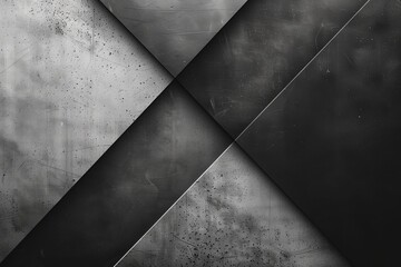 Monochrome Abstract Geometric Background with Textured Surfaces and Overlapping Shapes
