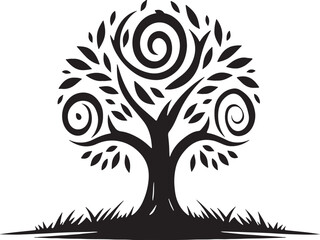 Obraz premium Minimalist Tree Silhouette Illustration Design