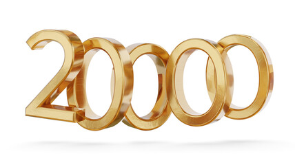 20000 twenty thousand golden number 3d-illustration isolated, gold metallic