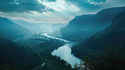 Obraz premium A river flowing within a valley