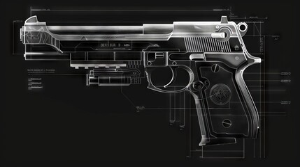 Detailed Diagram of a Semi-Automatic Handgun