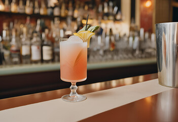 Сocktail en gros plan sur le bar