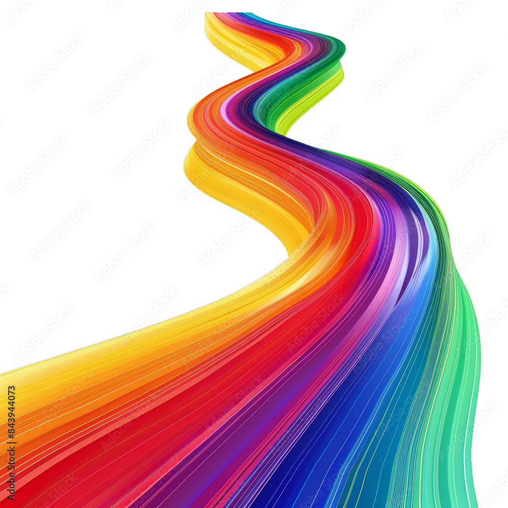 Poster vibrant, multicolored abstract wave pattern with a smooth gradient flowing across a clear backdrop