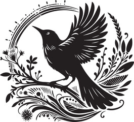 Beautiful Bird silhouette vector art illustration with white background
