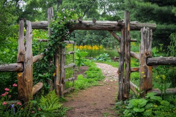 Rustic Garden Gate Leading to a Path
